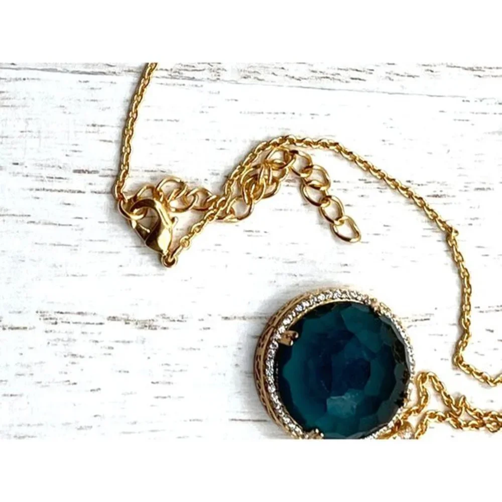 Seta 925 Silver Gold Plated CZ stones Aqua Blue Stone 16